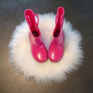 Pink pull on rubber rain boots Girls size 9